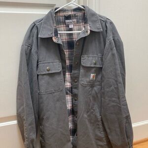 Carhartt Jacket men gray chore plaid lined large